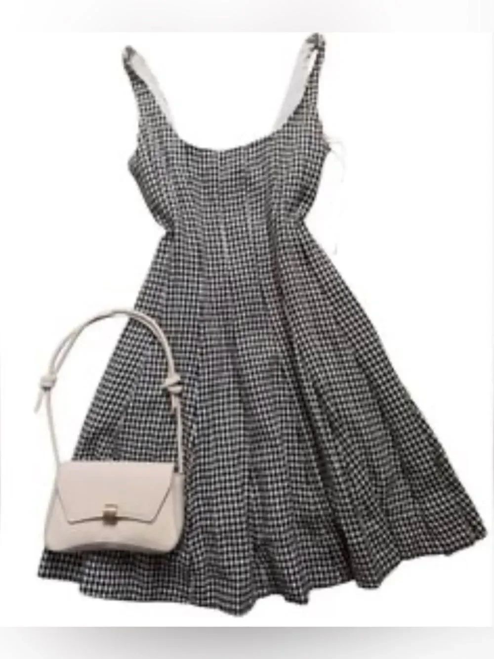 Bailey 44 Black White Gingham Checked A Line Fit and Flare Tank Dress